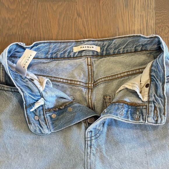 PacSun High Rise Straight Patch Jeans Light Wash Women’s Size 26 - Picture 6 of 9
